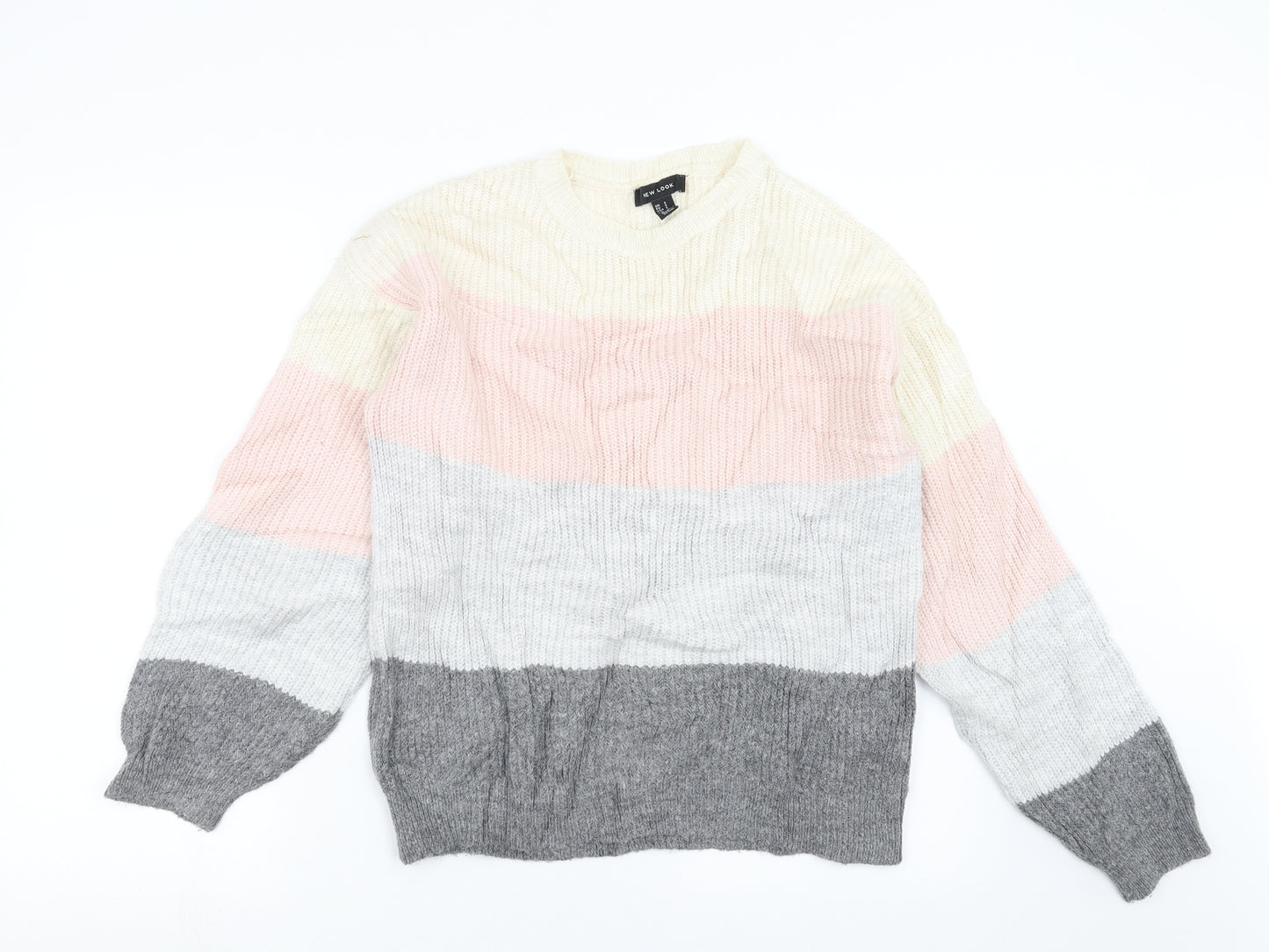 New Look Womens Multicoloured Striped Knit Pullover Jumper Size S