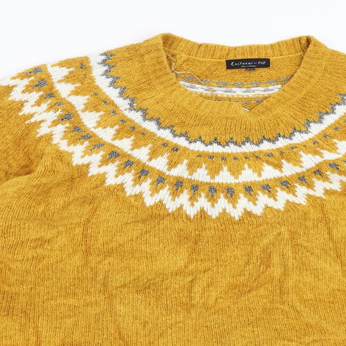 F&F Womens Yellow   Pullover Jumper Size 22  - patterned neckline