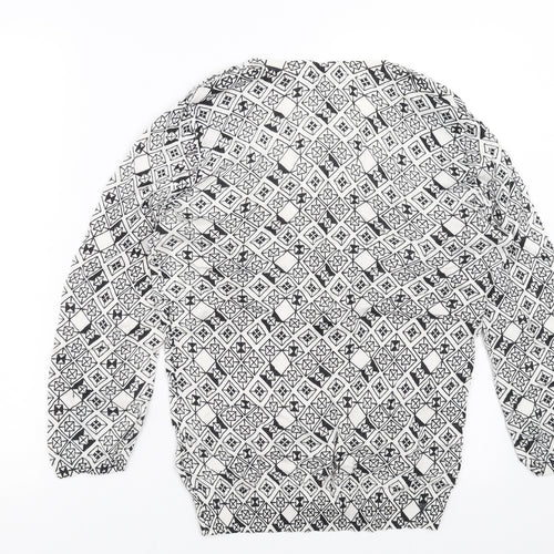 H&M Womens White Geometric Knit Cardigan Jumper Size M