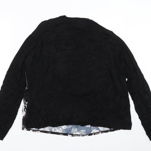 Papaya Womens Black Floral Knit Pullover Jumper Size 18