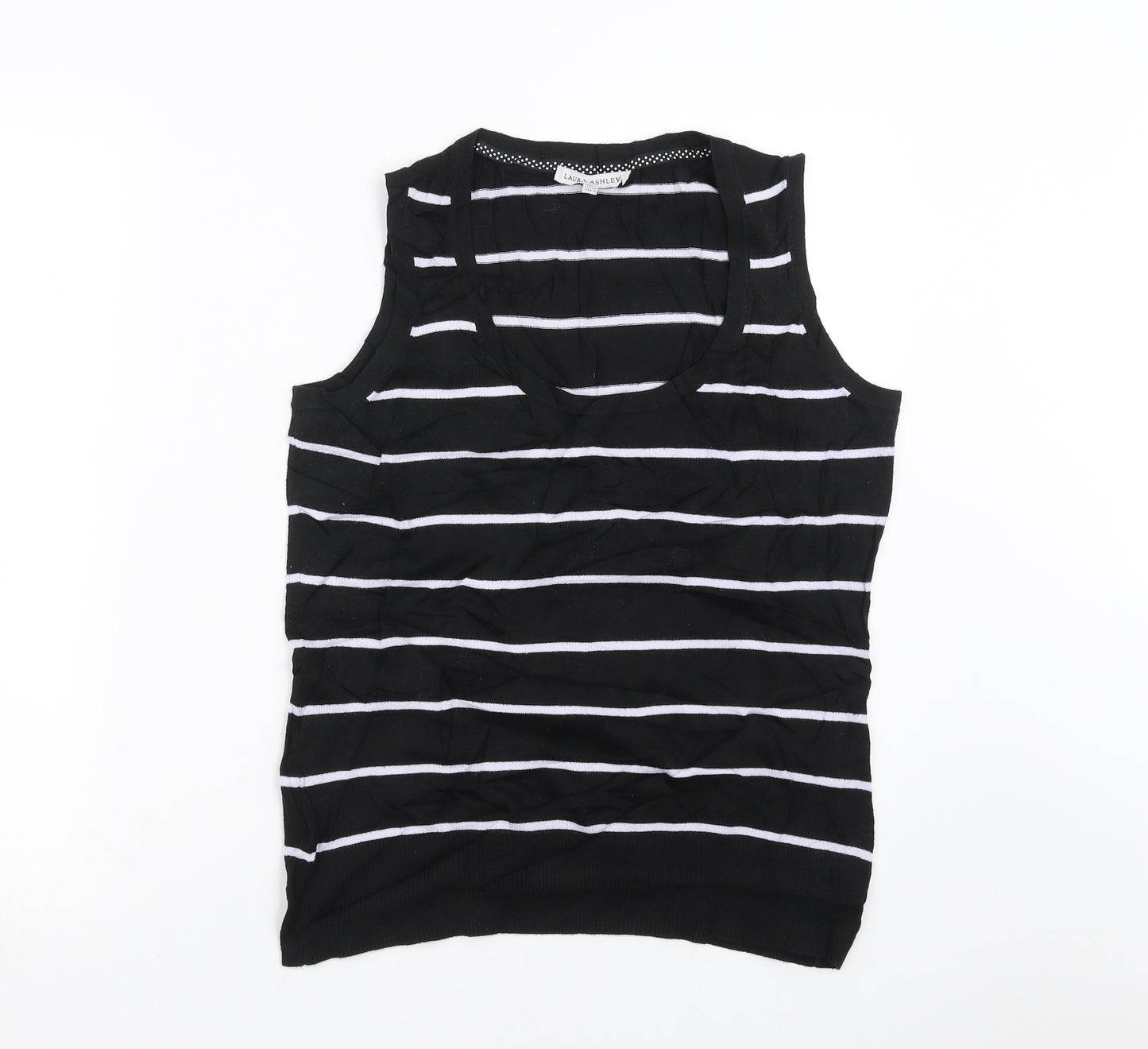 Laura Ashley Womens Black Striped Knit Pullover Jumper Size 14