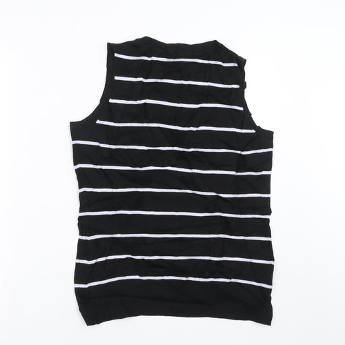 Laura Ashley Womens Black Striped Knit Pullover Jumper Size 14