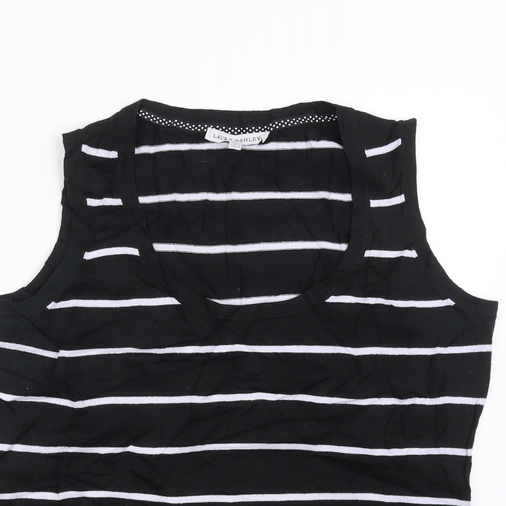 Laura Ashley Womens Black Striped Knit Pullover Jumper Size 14