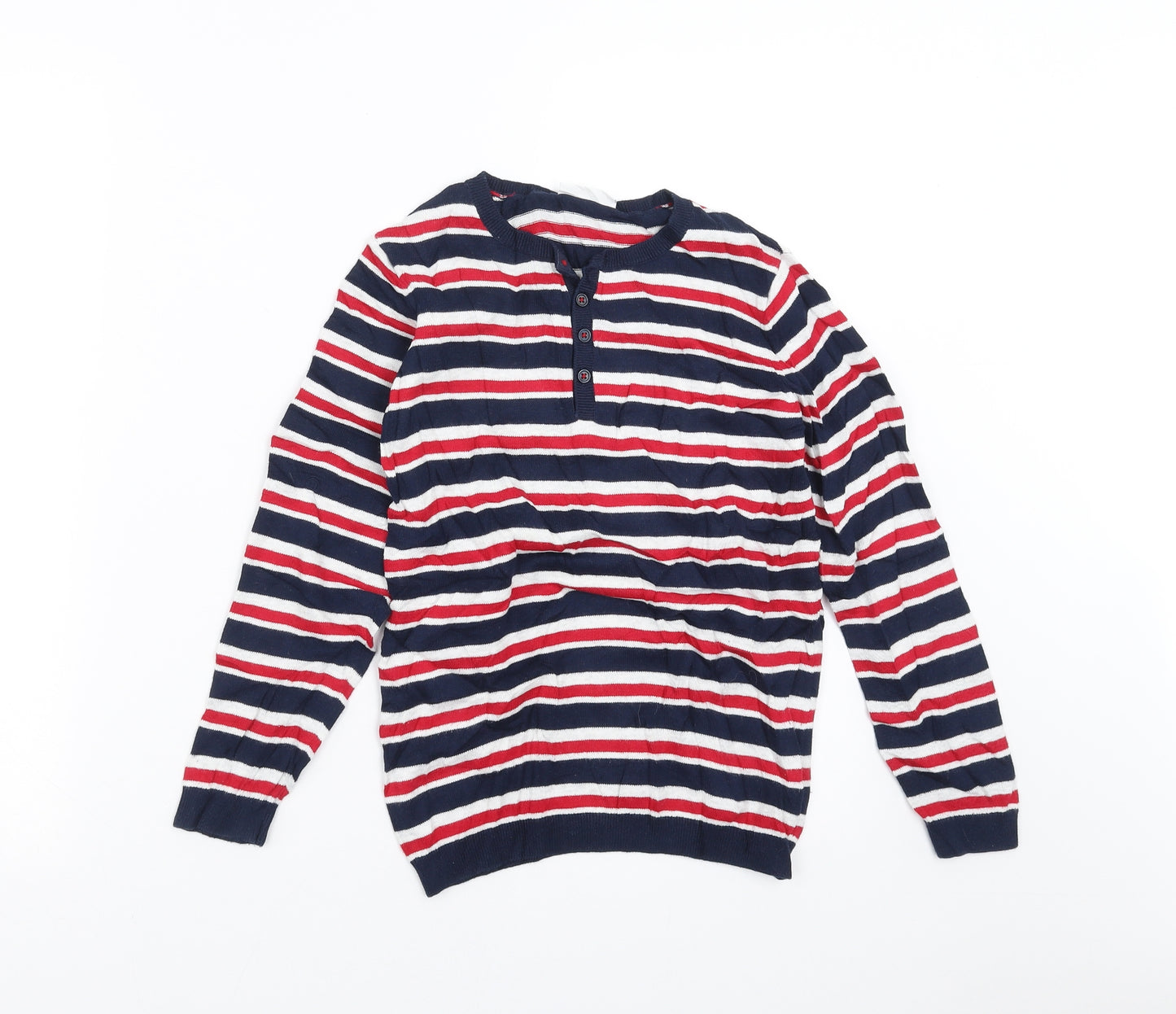 The Little White Company  Boys Blue Striped  Pullover Jumper Size 7-8 Years