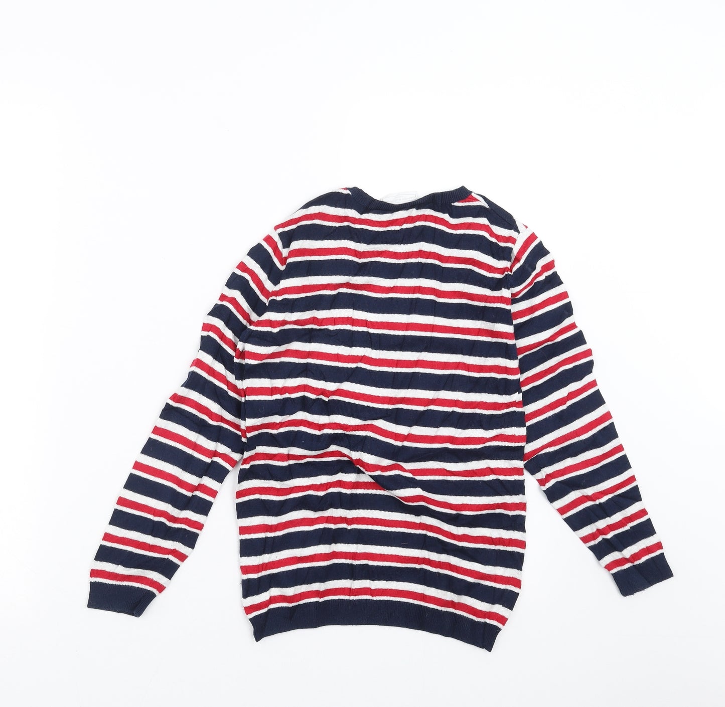 The Little White Company  Boys Blue Striped  Pullover Jumper Size 7-8 Years