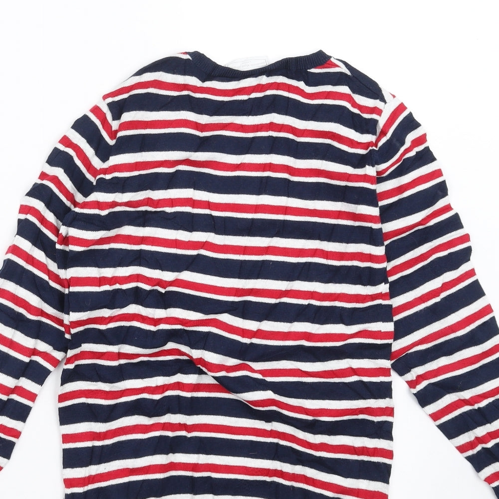 The Little White Company  Boys Blue Striped  Pullover Jumper Size 7-8 Years