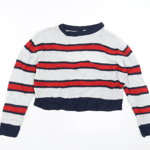 Divided by H&M Womens Blue Striped Knit Pullover Jumper Size S  - cropped