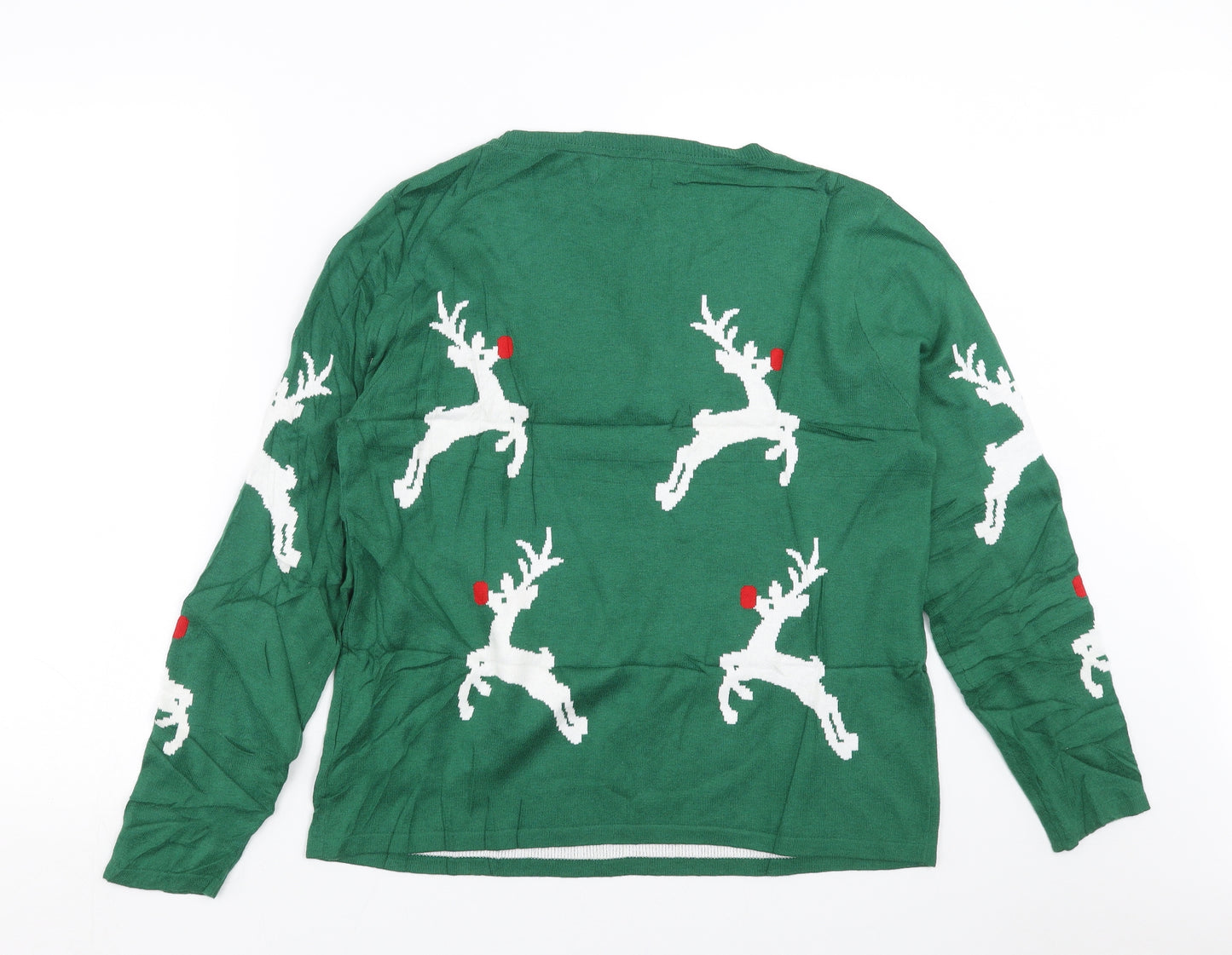 NEXT Womens Green  Knit Pullover Jumper Size 12  - Reindeer Christmas