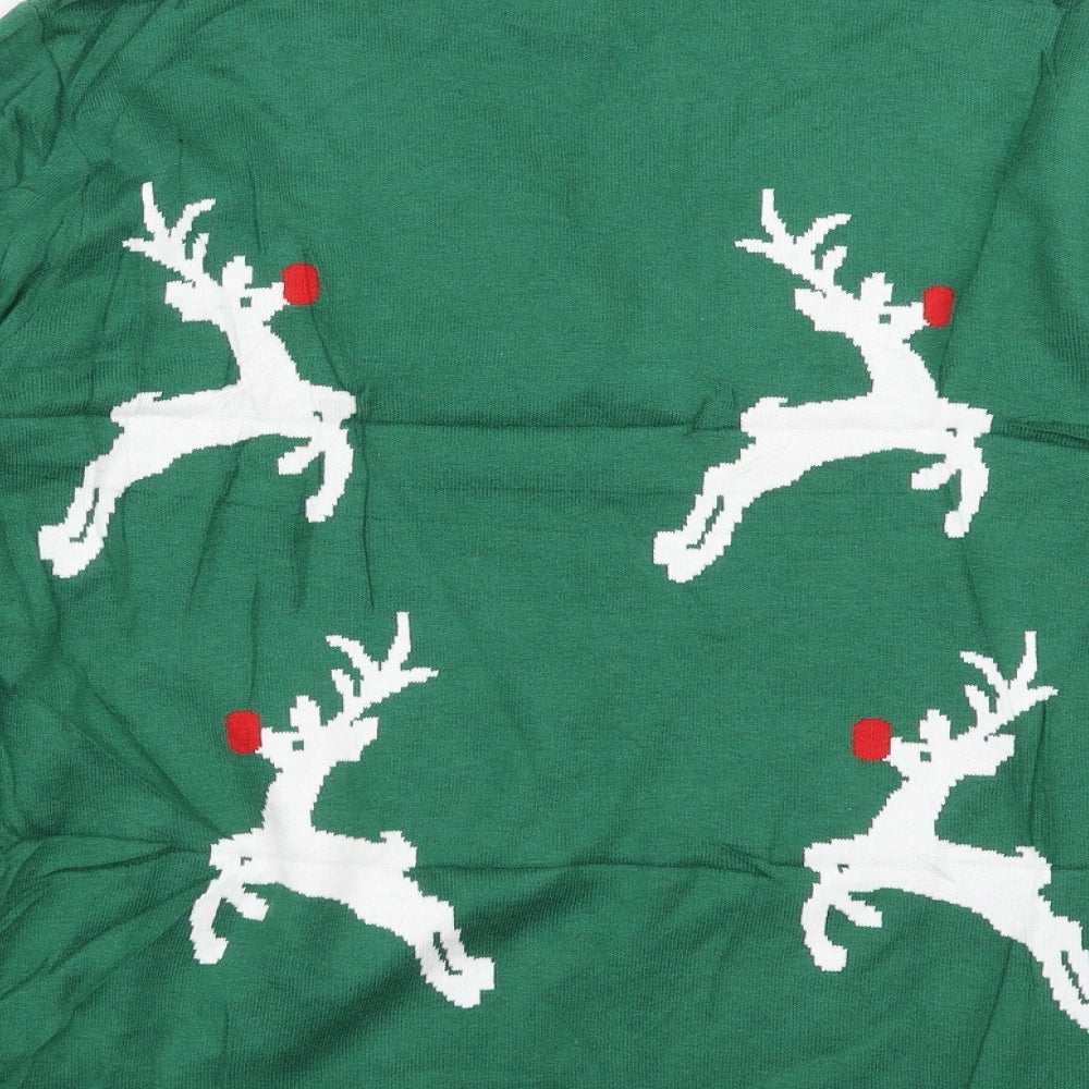 NEXT Womens Green  Knit Pullover Jumper Size 12  - Reindeer Christmas