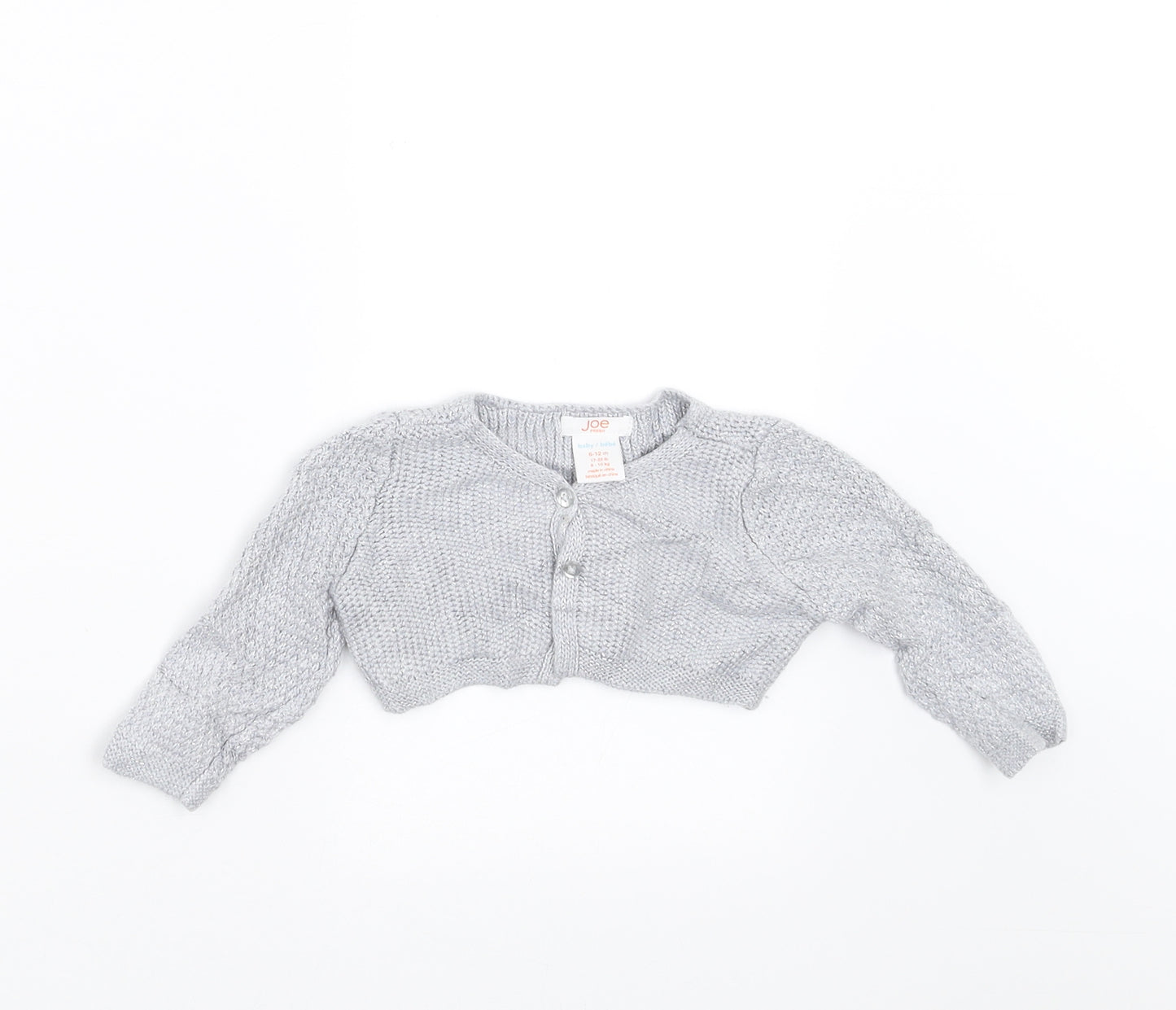 Joe Fresh Girls Grey  Knit Shrug Jumper Size 6-9 Months