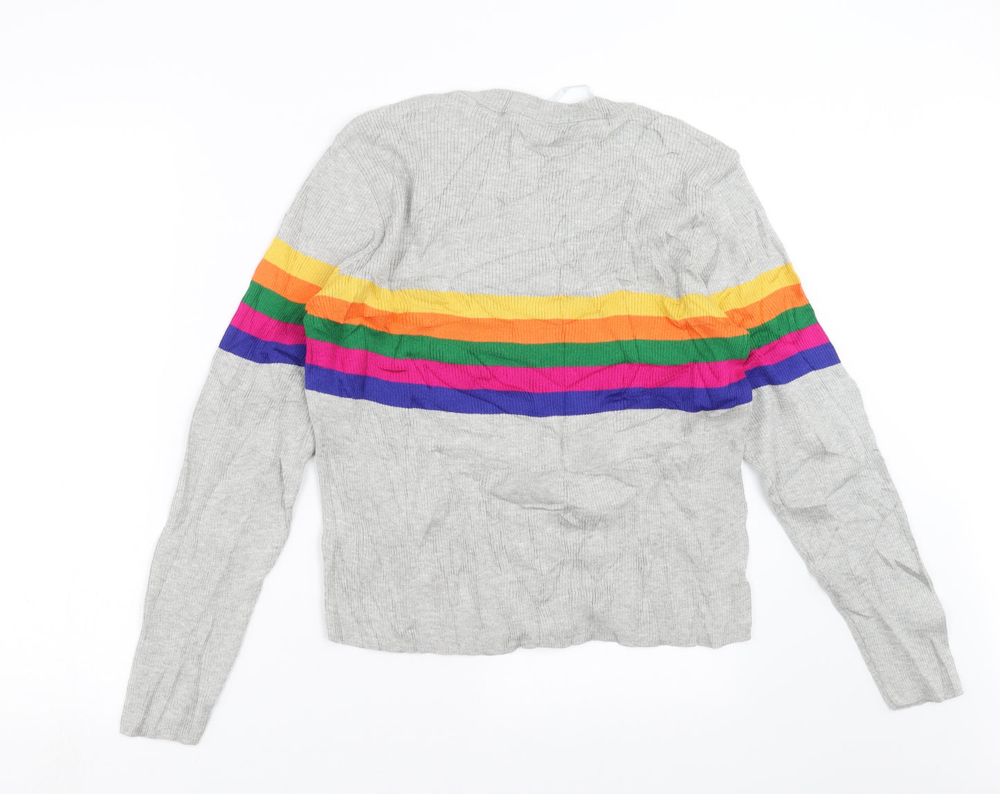 Primark Womens Grey Striped Knit Pullover Jumper Size XL