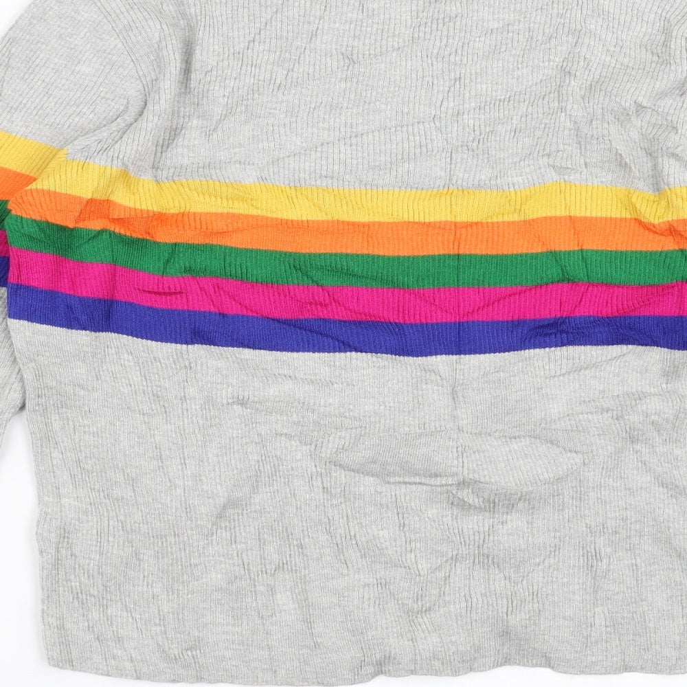 Primark Womens Grey Striped Knit Pullover Jumper Size XL