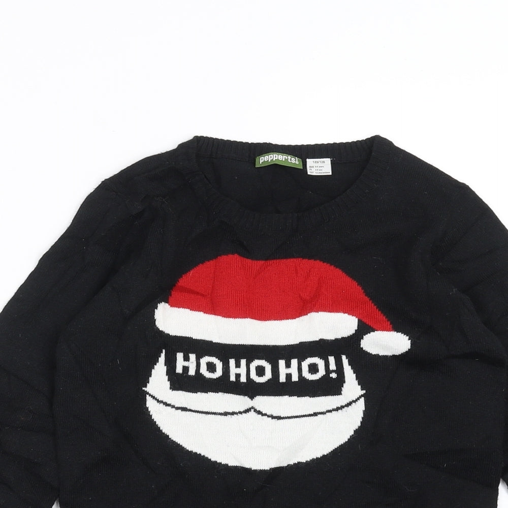 Pepperts! Boys Black  Knit Pullover Jumper Size 6-7 Years  - christmas