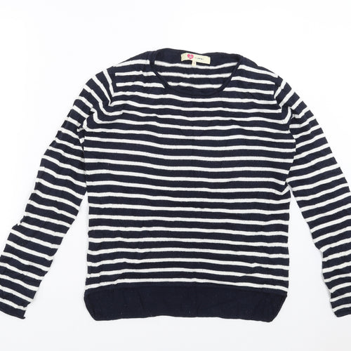 koton Womens Blue Striped Knit Pullover Jumper Size S