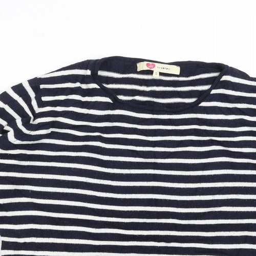 koton Womens Blue Striped Knit Pullover Jumper Size S