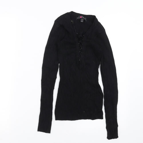 LU NYC Womens Black   Pullover Jumper Size S  - stretch fabric