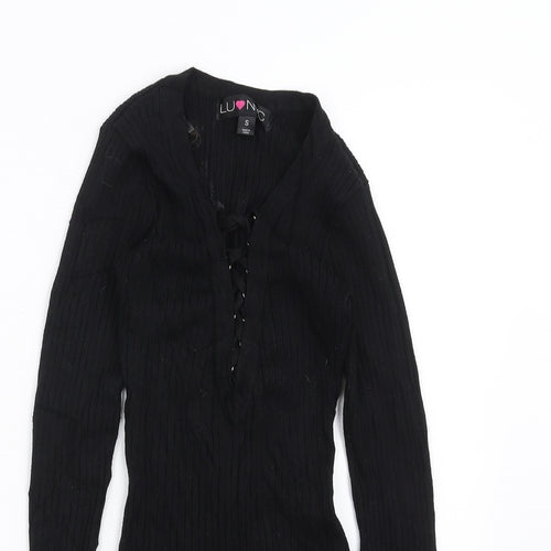 LU NYC Womens Black   Pullover Jumper Size S  - stretch fabric