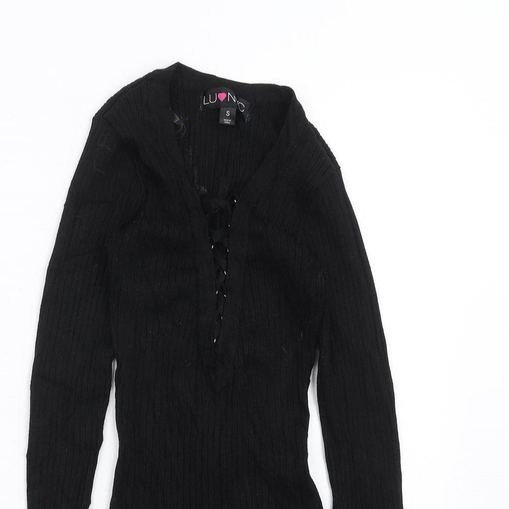 LU NYC Womens Black   Pullover Jumper Size S  - stretch fabric