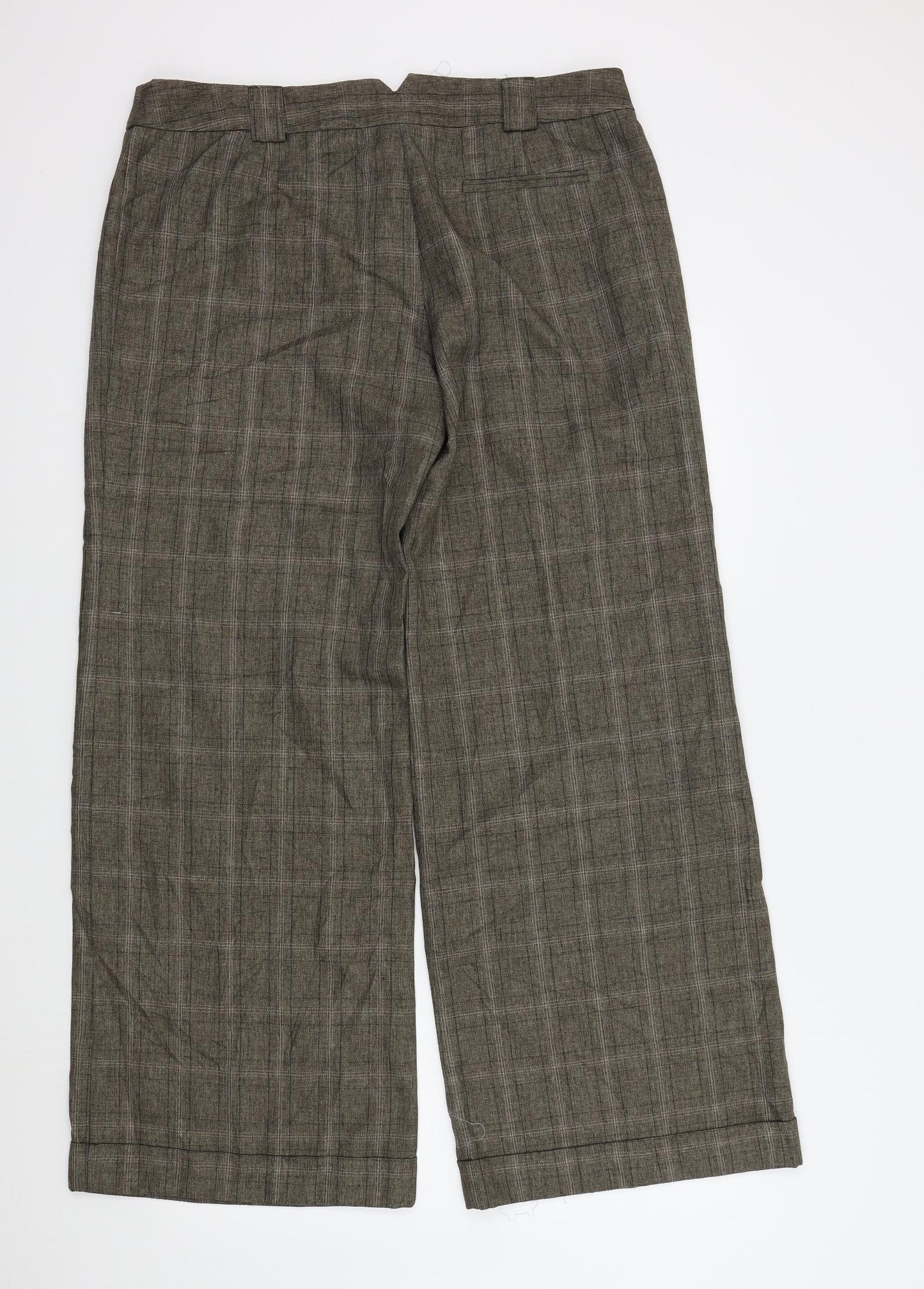 NEXT Womens Brown Check  Trousers  Size 16 L30 in