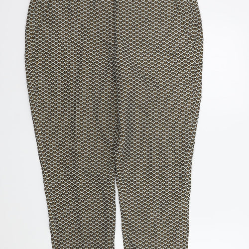 M&S Womens Brown Geometric  Trousers  Size 14 L25 in