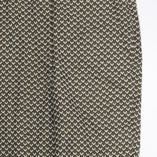M&S Womens Brown Geometric  Trousers  Size 14 L25 in