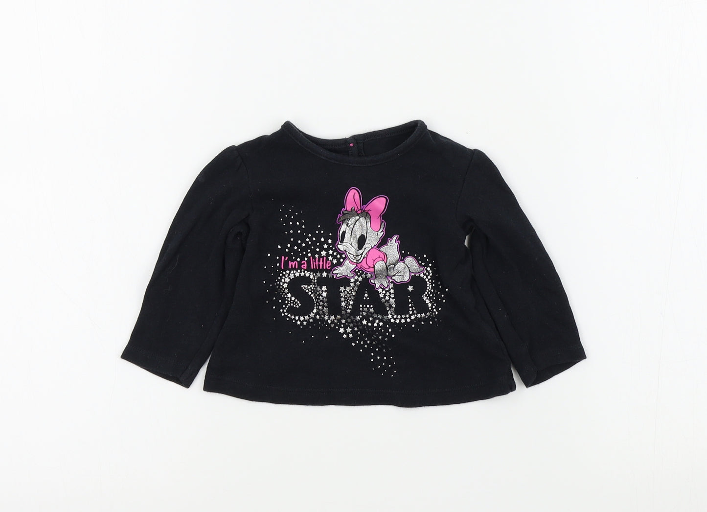 George Girls Black Colourblock  Pullover Jumper Size 6-9 Months  - disney