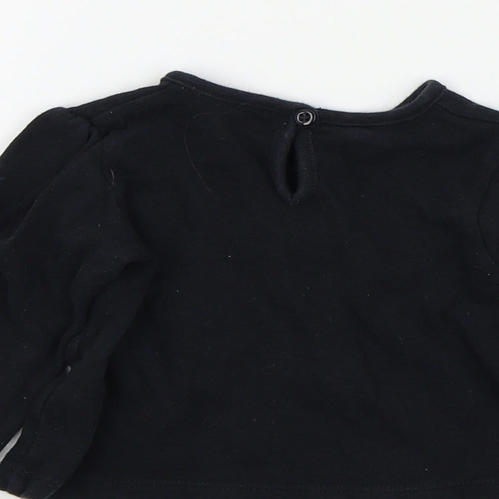 George Girls Black Colourblock  Pullover Jumper Size 6-9 Months  - disney