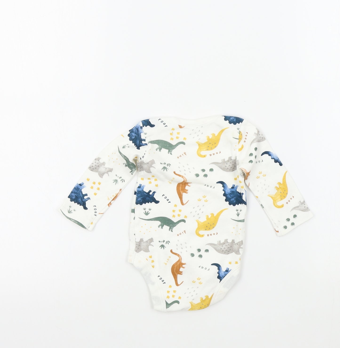 TU Boys White Geometric  Babygrow One-Piece Size 0-3 Months  - dinasours
