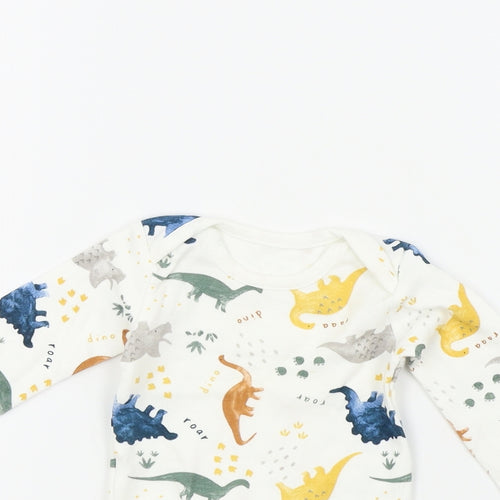 TU Boys White Geometric  Babygrow One-Piece Size 0-3 Months  - dinasours