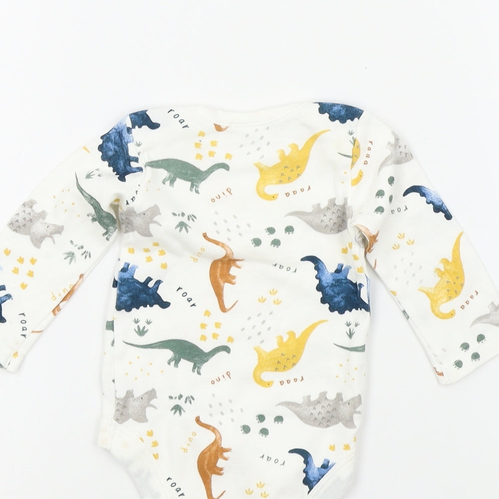 TU Boys White Geometric  Babygrow One-Piece Size 0-3 Months  - dinasours
