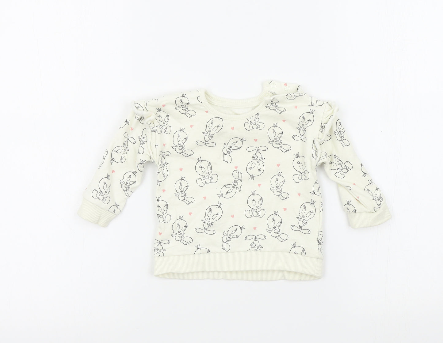 George Girls Silver Geometric  Pullover Jumper Size 6-9 Months  - Looney Tunes