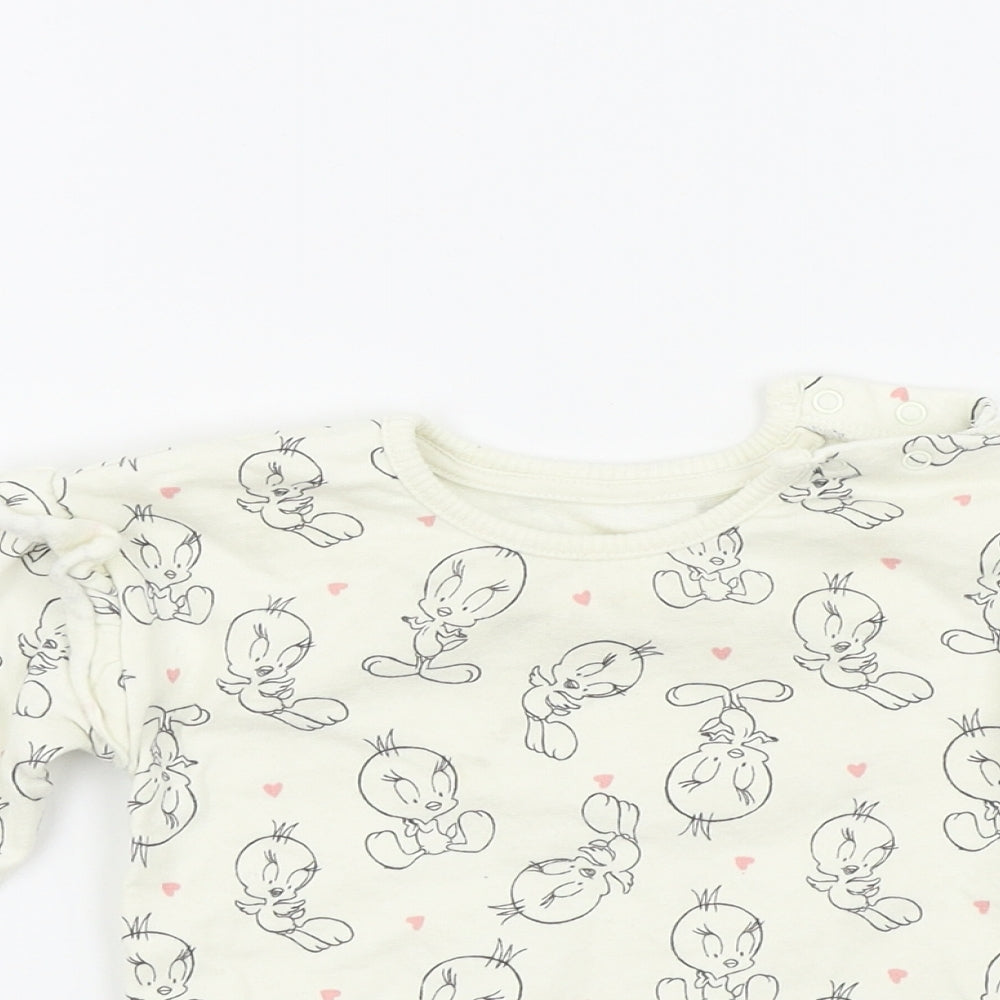 George Girls Silver Geometric  Pullover Jumper Size 6-9 Months  - Looney Tunes
