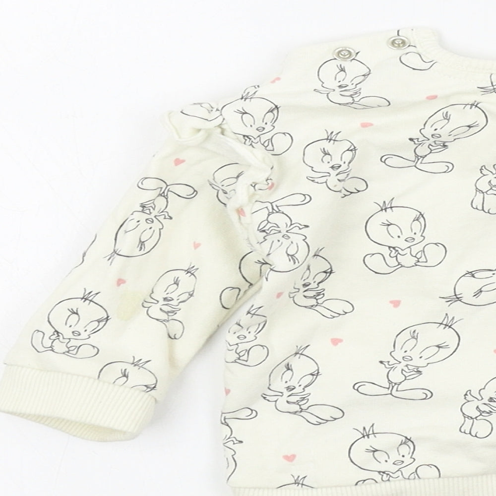 George Girls Silver Geometric  Pullover Jumper Size 6-9 Months  - Looney Tunes