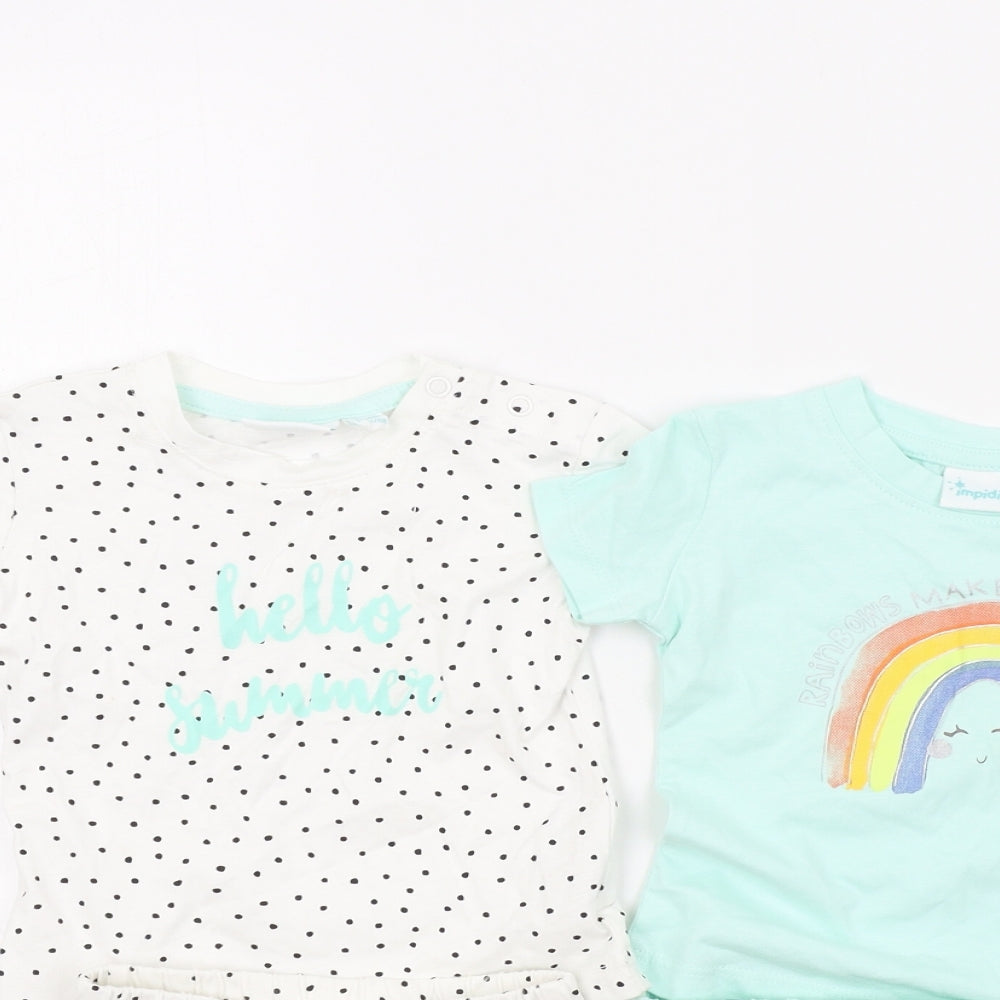 IMPIDIMPI Girls Multicoloured Colourblock  Shorts Set Outfit/Set Size 6-9 Months