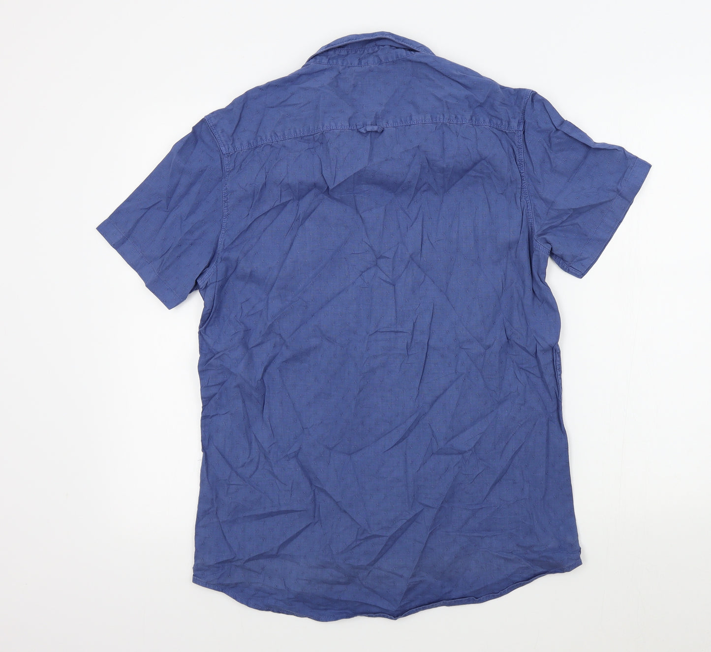 BURTONS Mens Blue Colourblock   Button-Up Size M