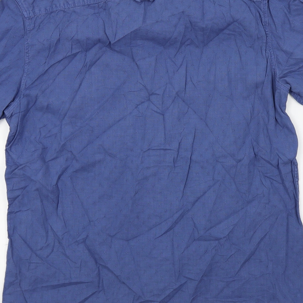 BURTONS Mens Blue Colourblock   Button-Up Size M