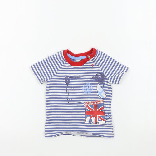George Boys Blue Striped  Basic T-Shirt Size 9-12 Months