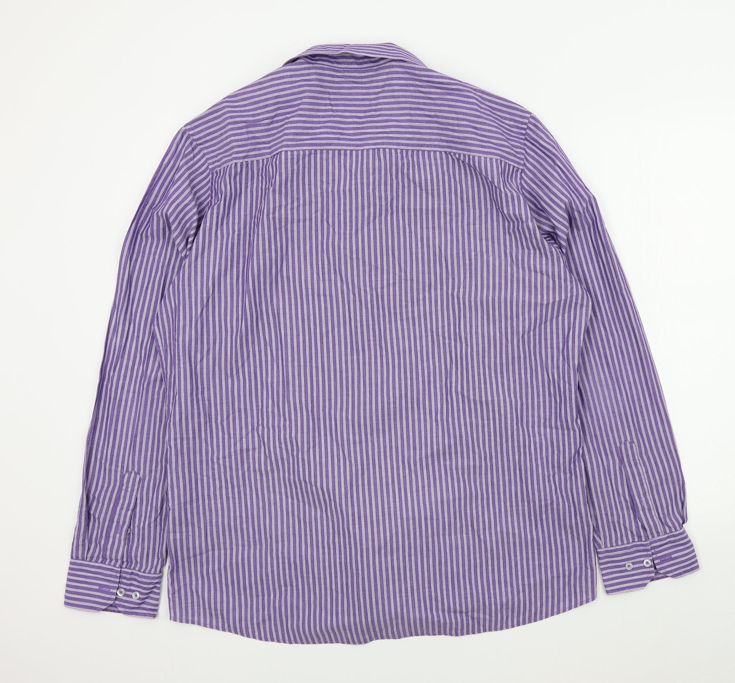 F&F Mens Purple Striped   Button-Up Size 17