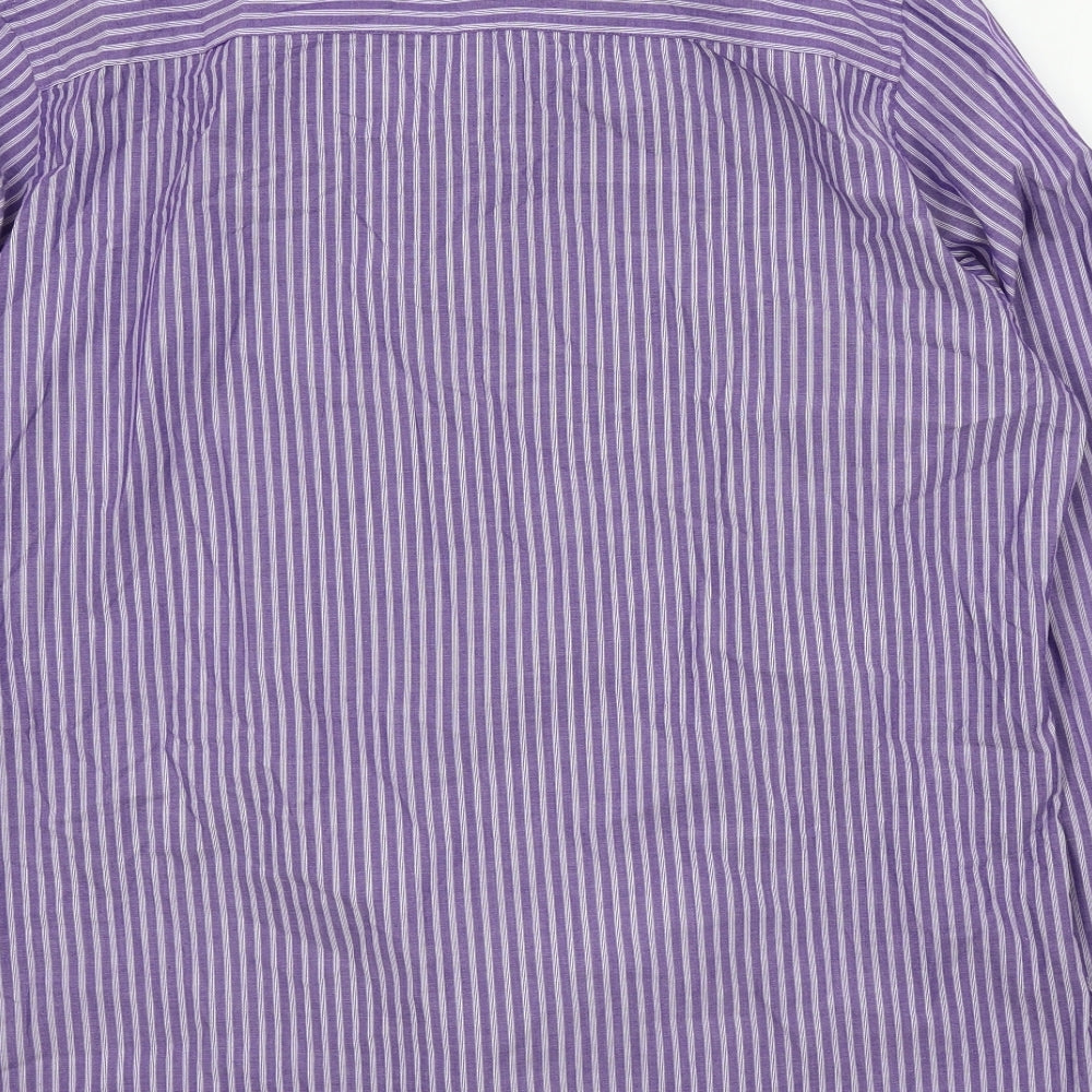 F&F Mens Purple Striped   Button-Up Size 17