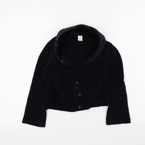 Adams Girls Black Colourblock  Cardigan Jumper Size 8 Years