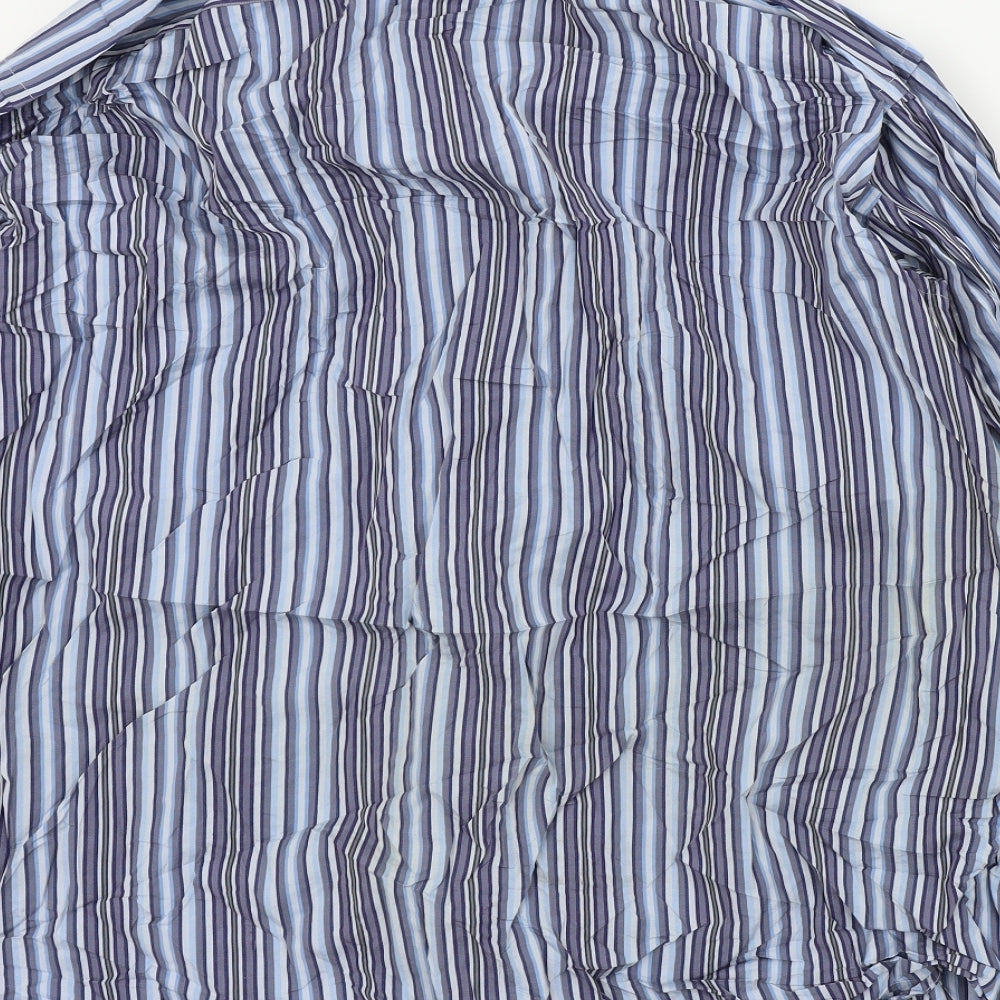 Christian Dior Mens Blue Striped   Button-Up Size 17
