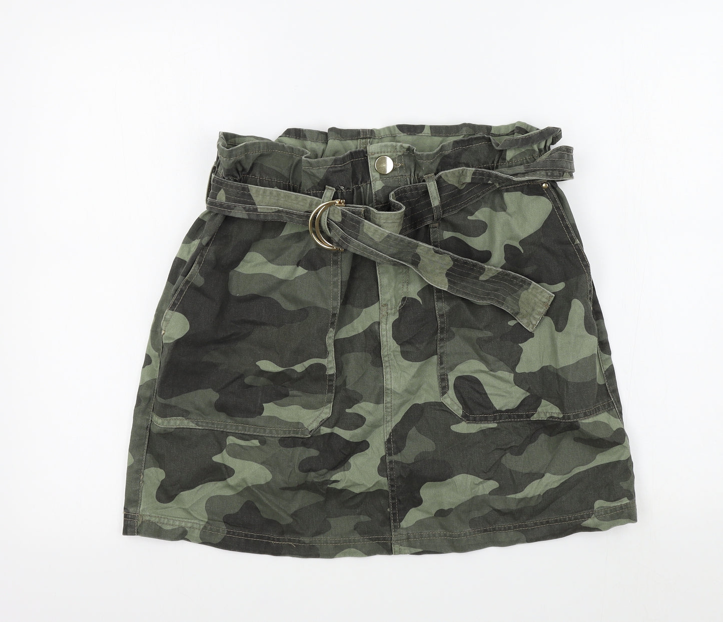 River Island Womens Green Camouflage  A-Line Skirt Size 16