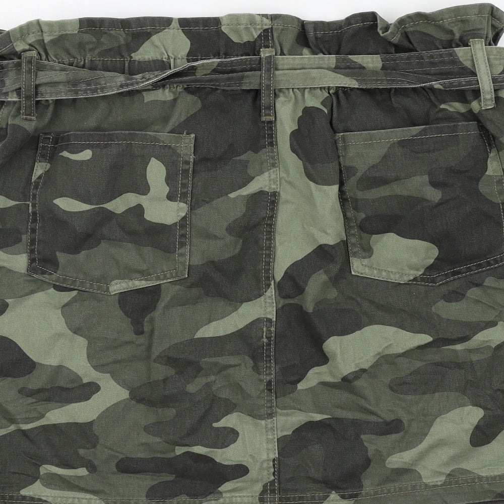 River Island Womens Green Camouflage  A-Line Skirt Size 16