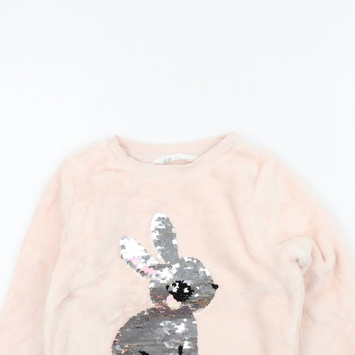 H&M Girls Pink Colourblock  Pullover Jumper Size 8 Years