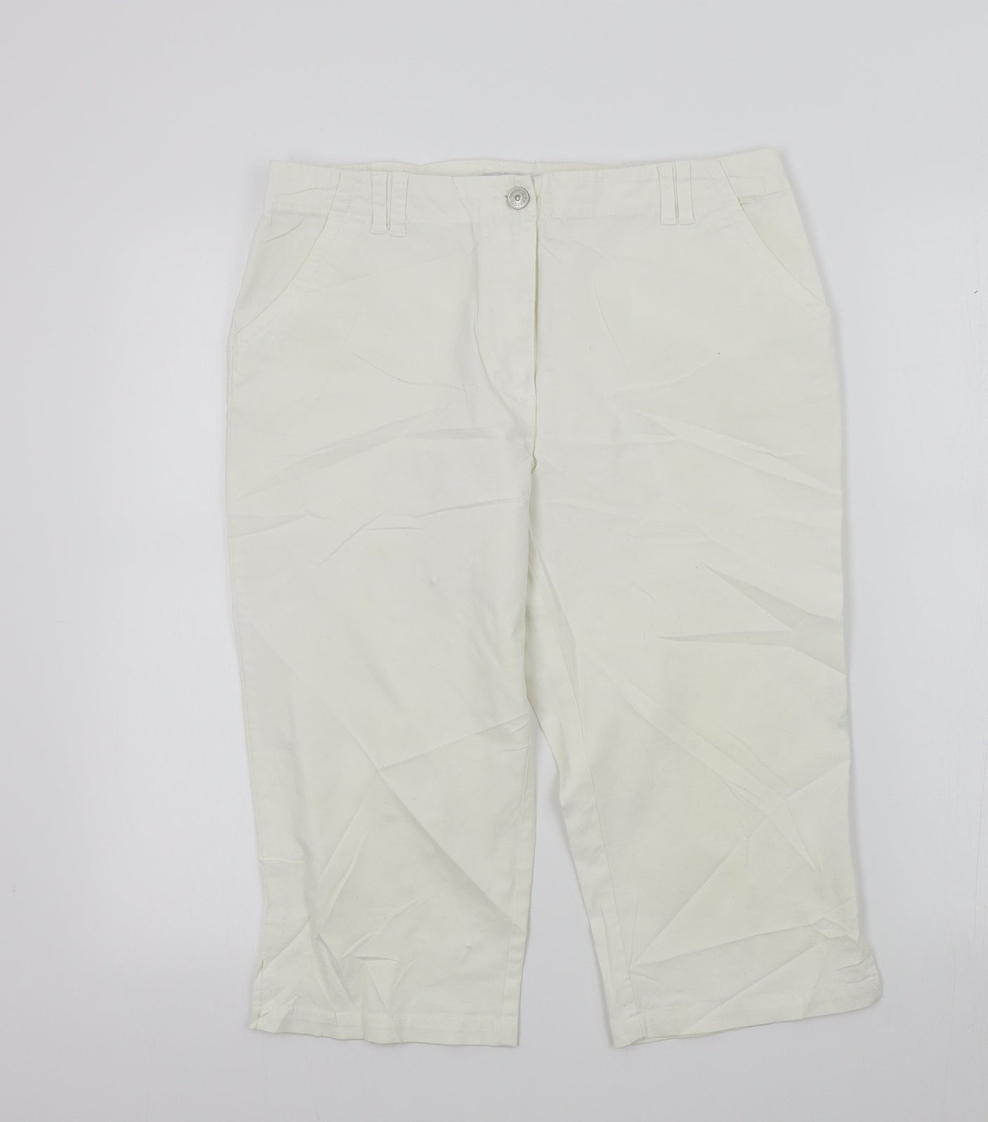 Emreco Womens White   Cropped Trousers  L20 in