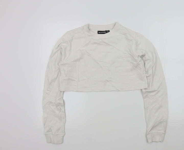 PRETTYLITTLETHING Womens White Pullover Jumper Size 10