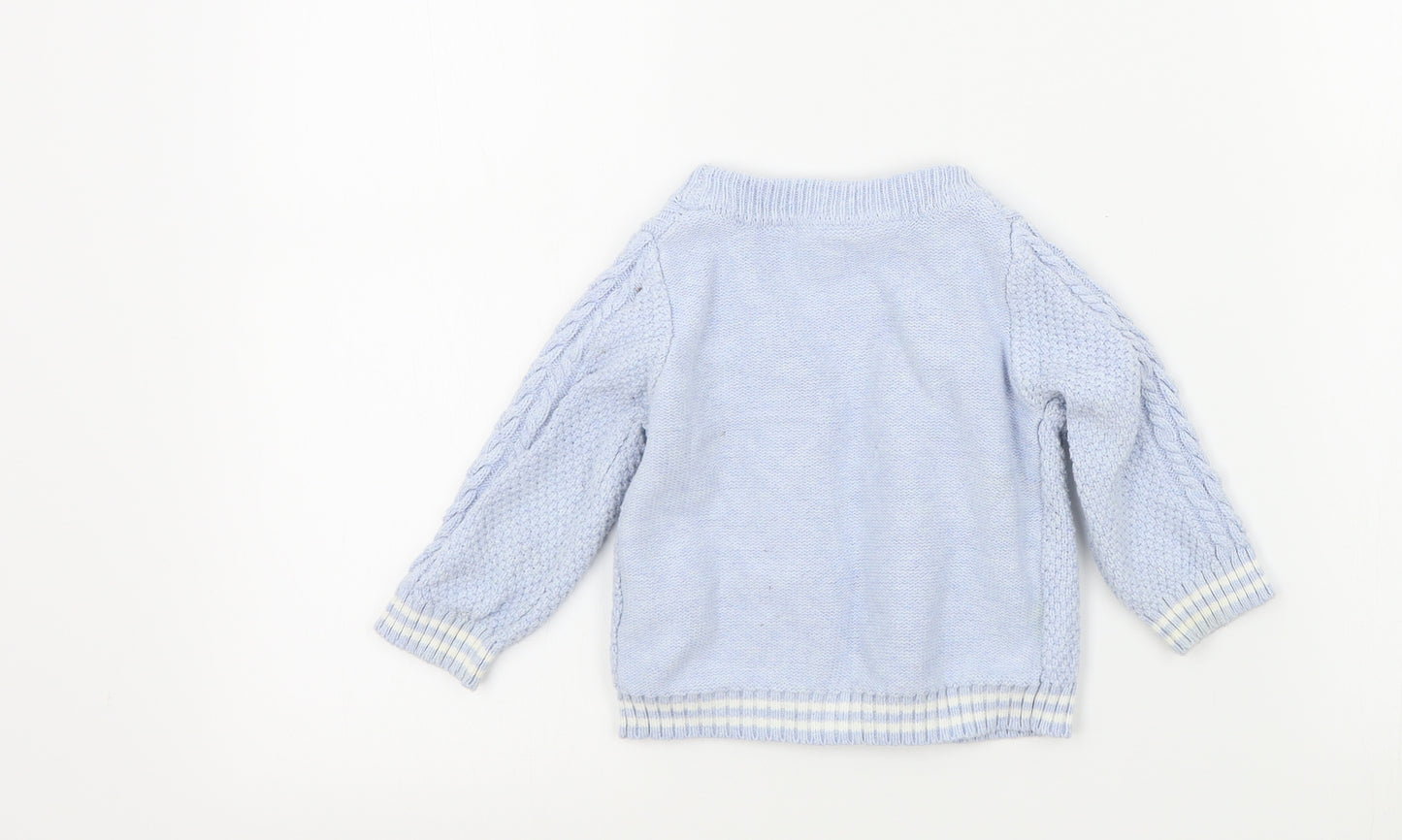 Nutmeg Boys Blue Colourblock  Cardigan Jumper Size 12-18 Months