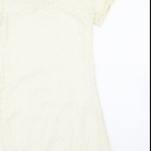 Cutie Womens White Floral Lace Fit & Flare  Size S