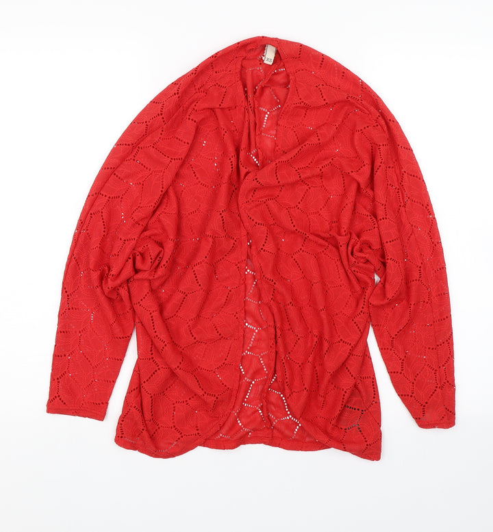 H&M Womens Red Floral  Cardigan Jumper Size XS