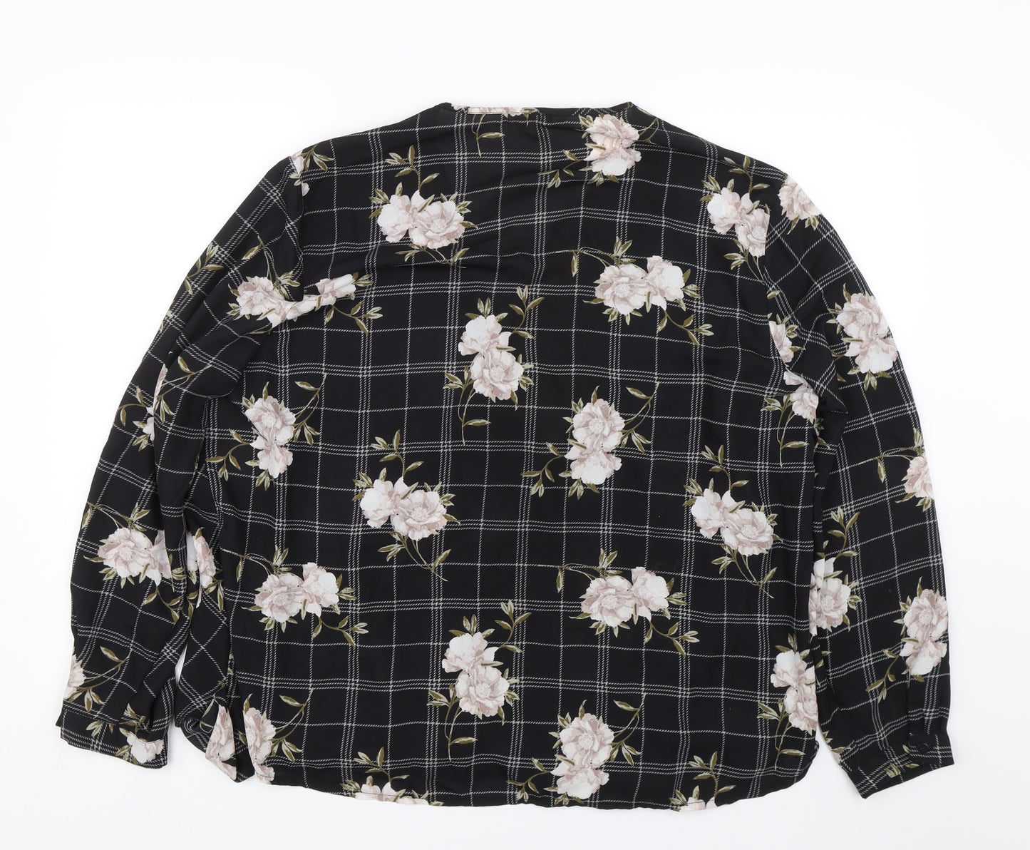 Anthology Womens Black Floral  Basic Blouse Size 24